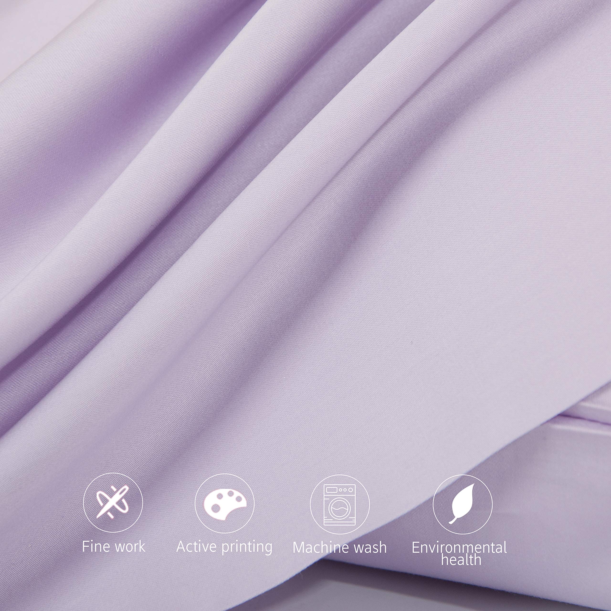 Ntbay 500 Thread Count 100% Egyptian Cotton Queen Pillowcases, Super Soft And Breathable Envelope Closure Pillow Cases, 20X30 Inches, Light Purple